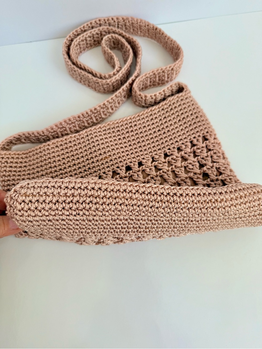 Handcrafted Crochet Crossbody Bag - Blush - Picture 3 of 6